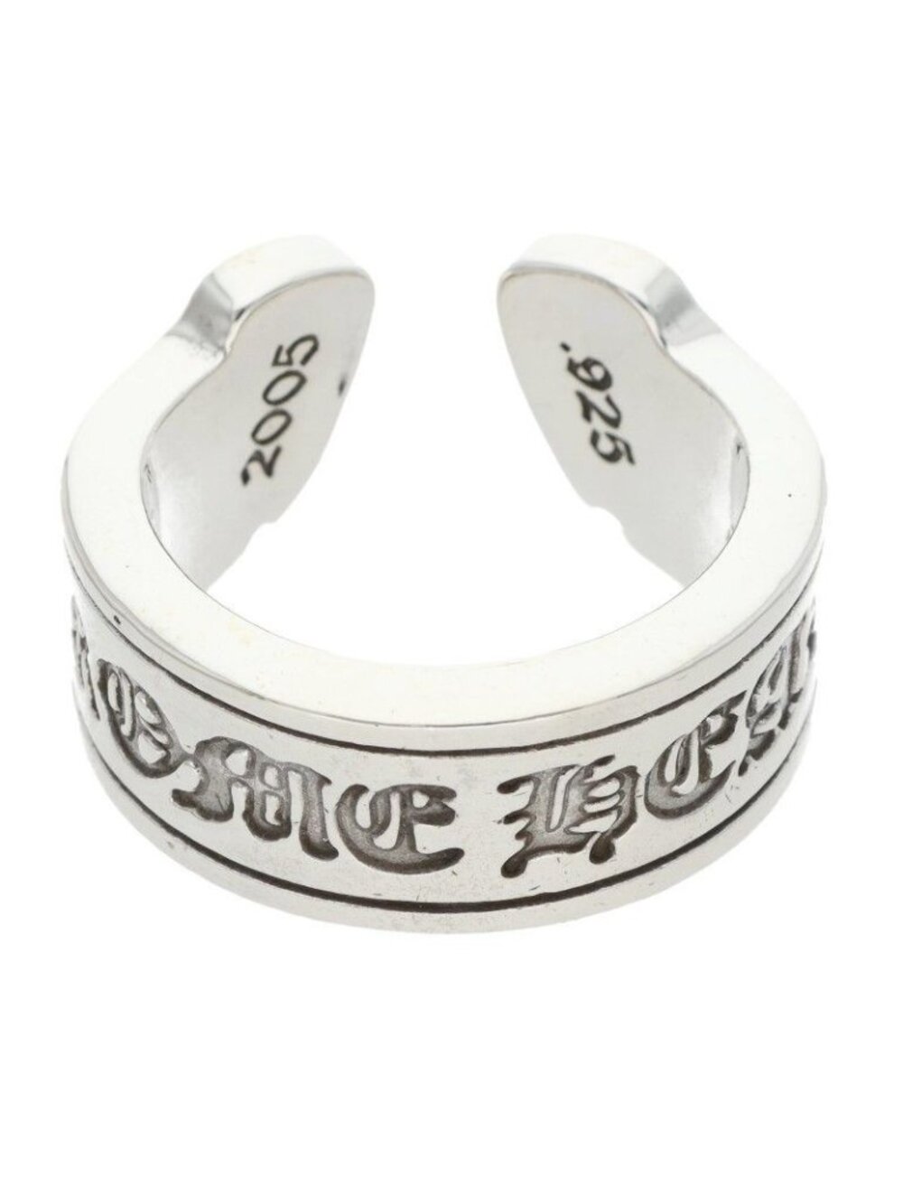 Chrome Hearts LG Scroll Label Large Silver Ring